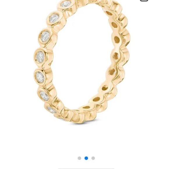 Zales 1/2 CT. T.W. Natural Diamond Bezel-Set Eternity Band in 14K Gold Size 4.5 - Picture 15 of 17